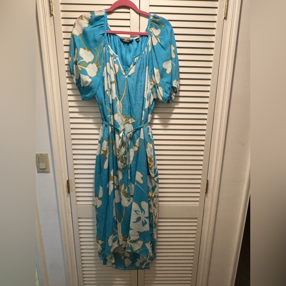 Mlle Gabrielle Turquoise Floral Hi-Lo Dress